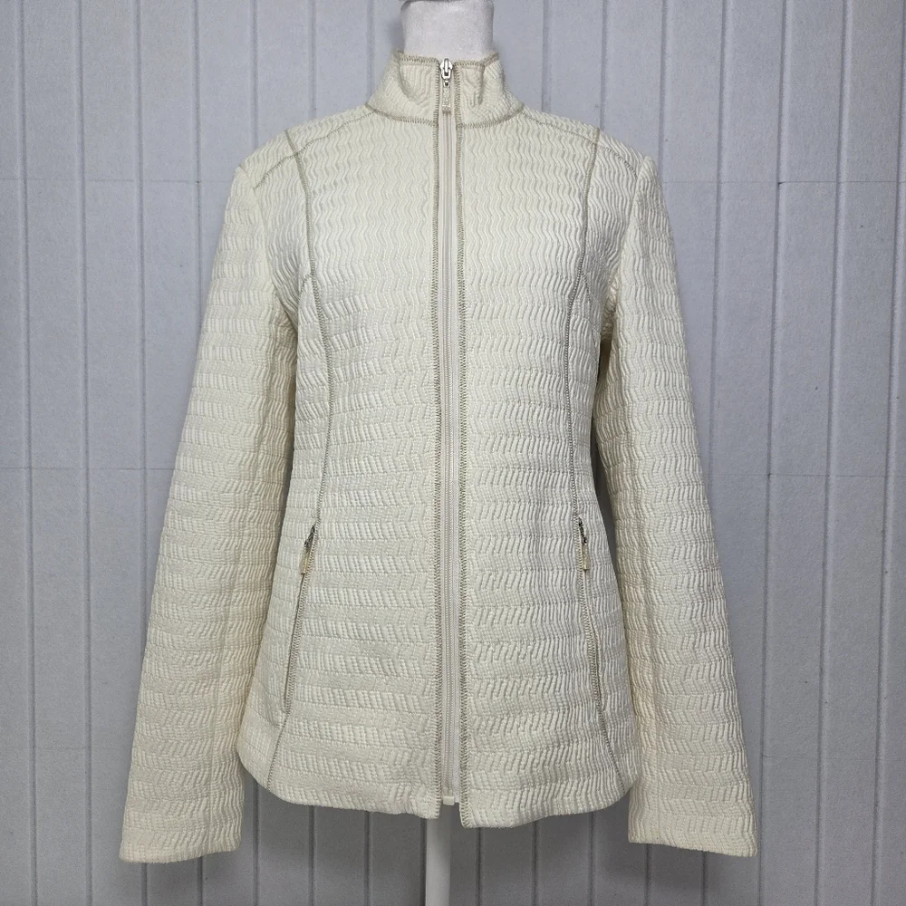 PENDLETON Vintage ZIP Up Front Cream Textured LINED‎ JACKET Size S